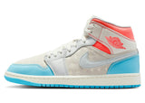 Jordan 1 Mid Sail Hot Lava Blue Chill (Women's)