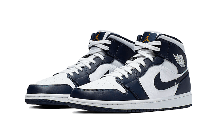 Air Jordan 1 Mid White Metallic Gold Obsidian (554724-174) - 40.5 EU - 7.5 US - White | SOSUKICKS