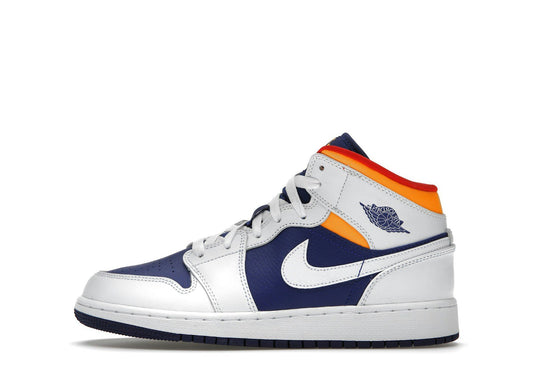 Jordan 1 Mid White Laser Orange Deep Royal Blue (GS)