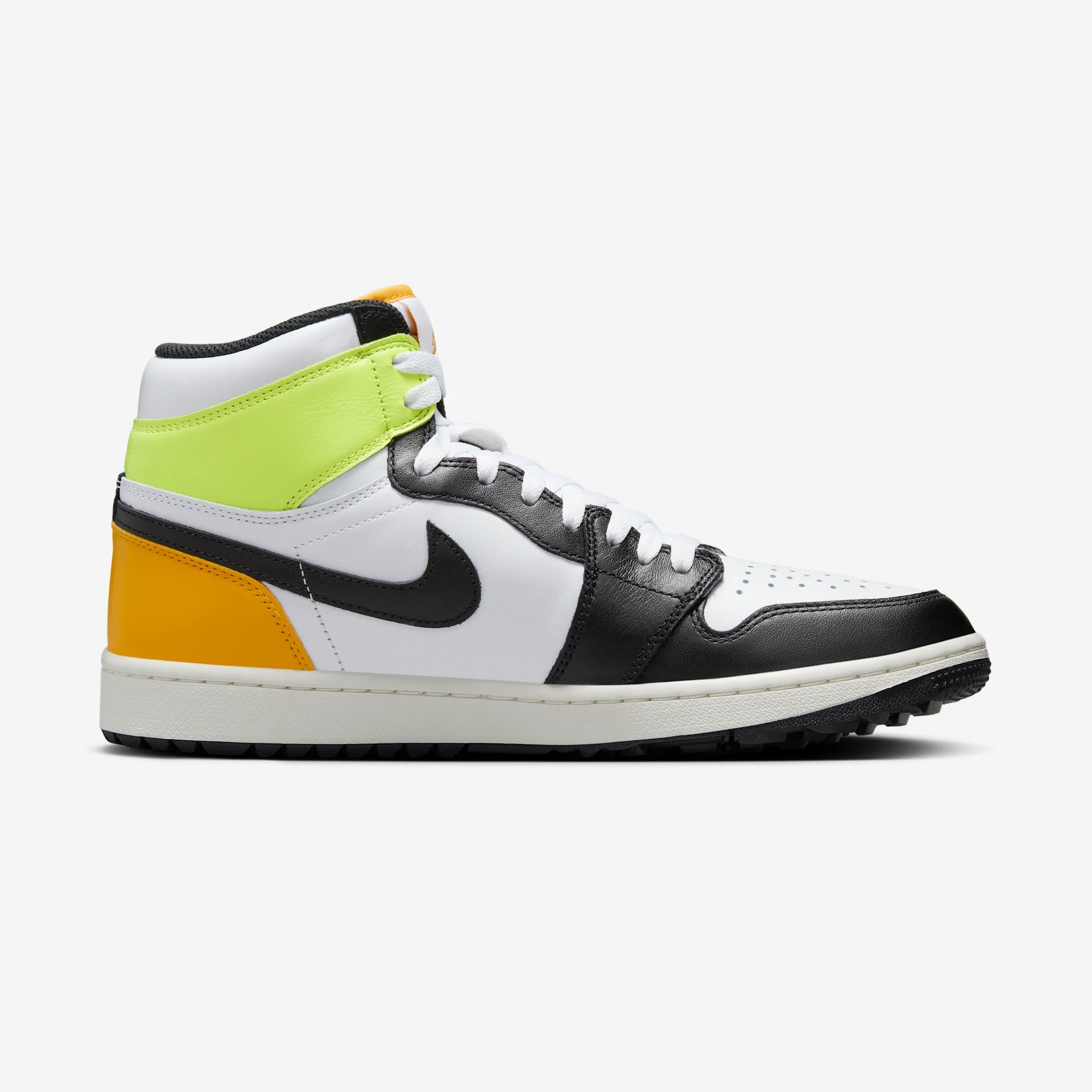 Jordan 1 Retro High Golf White University Gold Volt Black