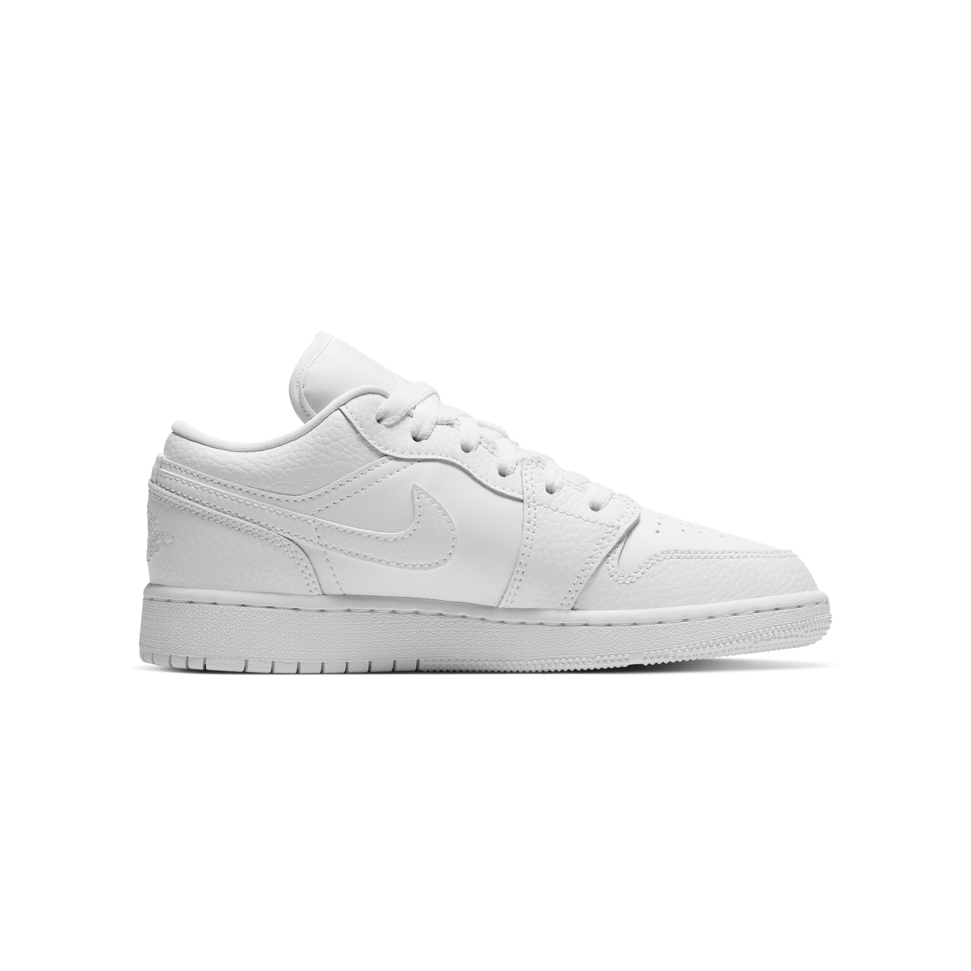 Jordan 1 Low Triple White Tumbled Leather (GS)
