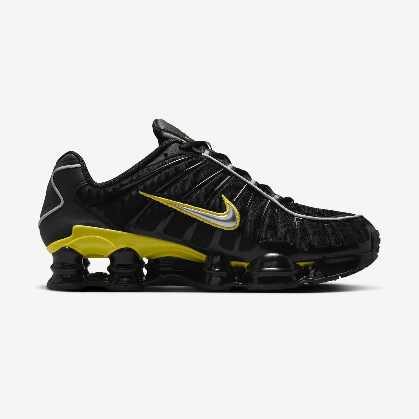 Nike Shox TL Black Dynamic Yellow Metallic Silver