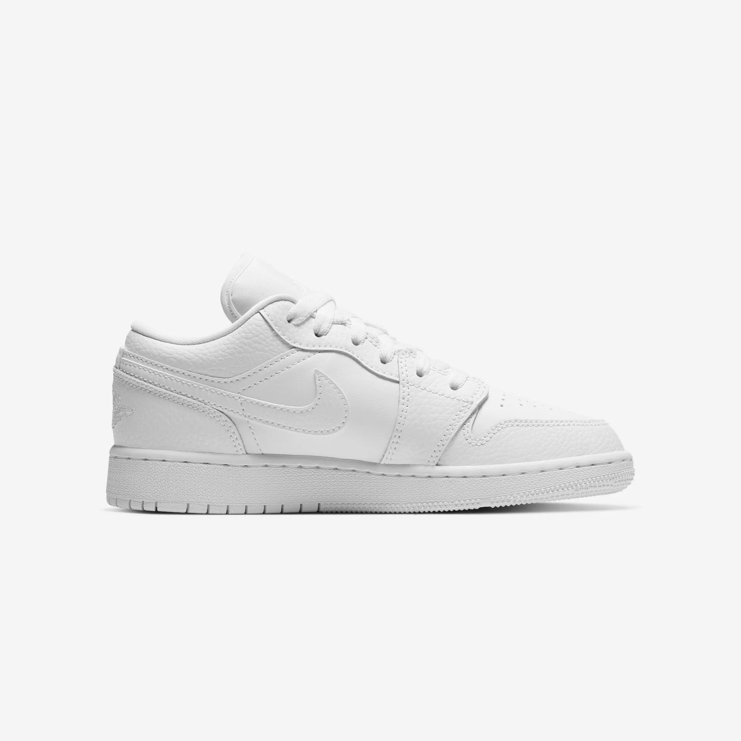 Jordan 1 Low Triple White Tumbled Leather (GS)