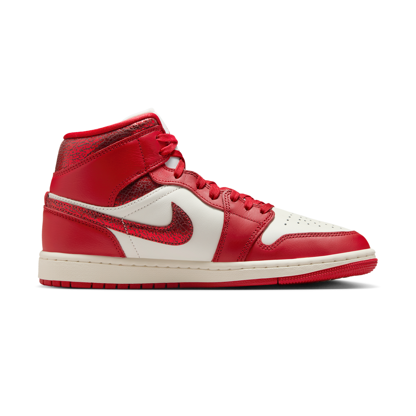 Jordan 1 Mid SE Red Cracked Leather (Women's)