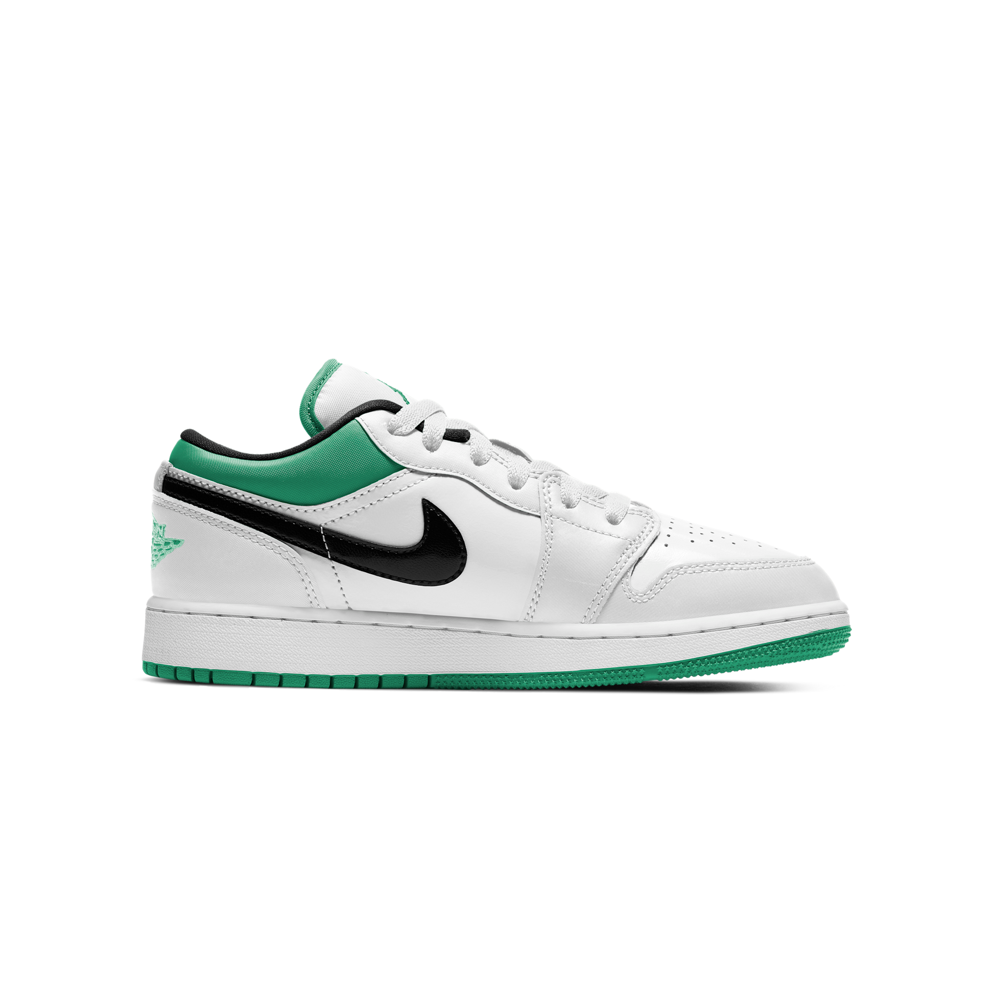 Jordan 1 Low White Lucky Green Tumbled Leather (GS)