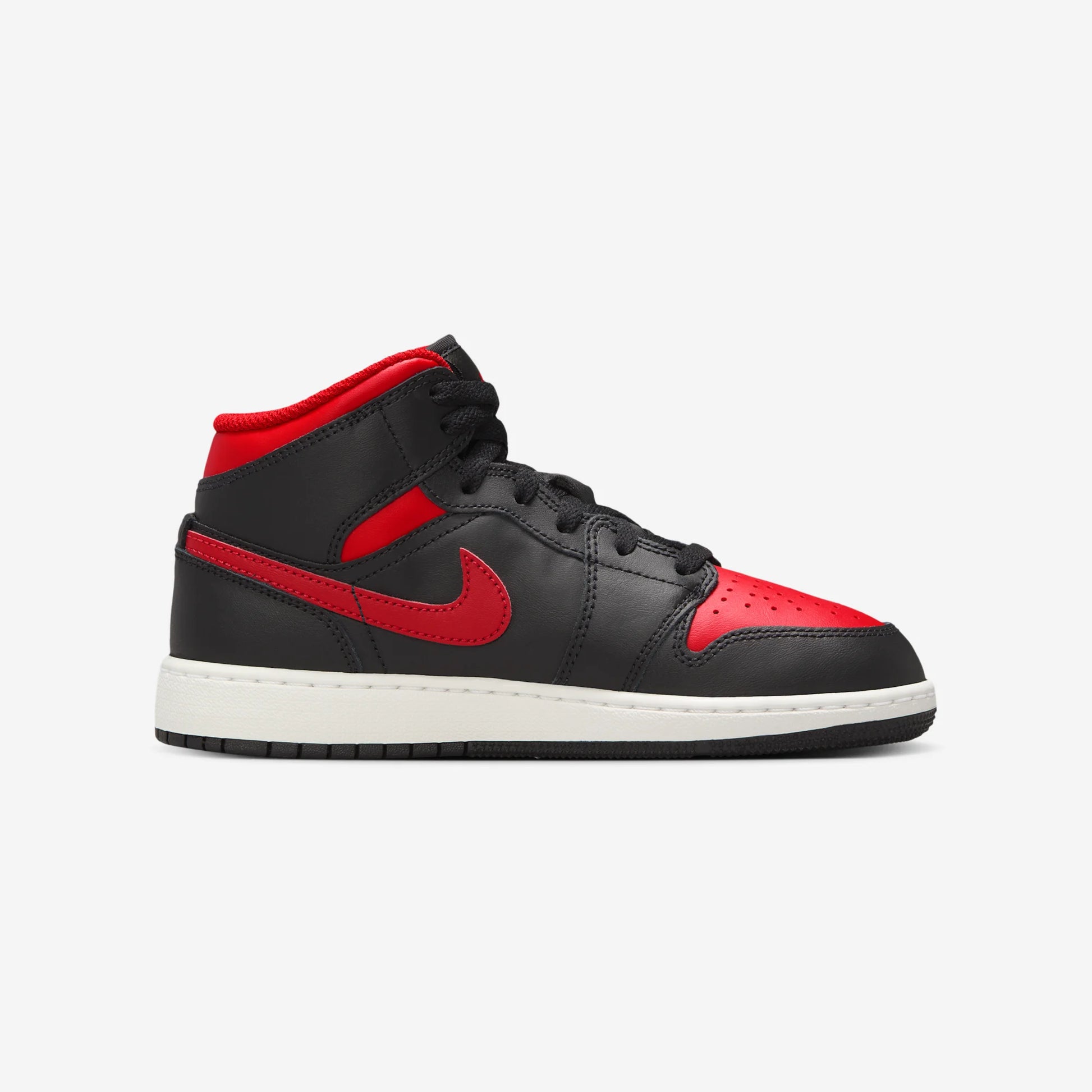 Jordan 1 Mid Black Summit White Varsity Red (GS)