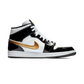 Jordan 1 Mid Patent Black White Gold