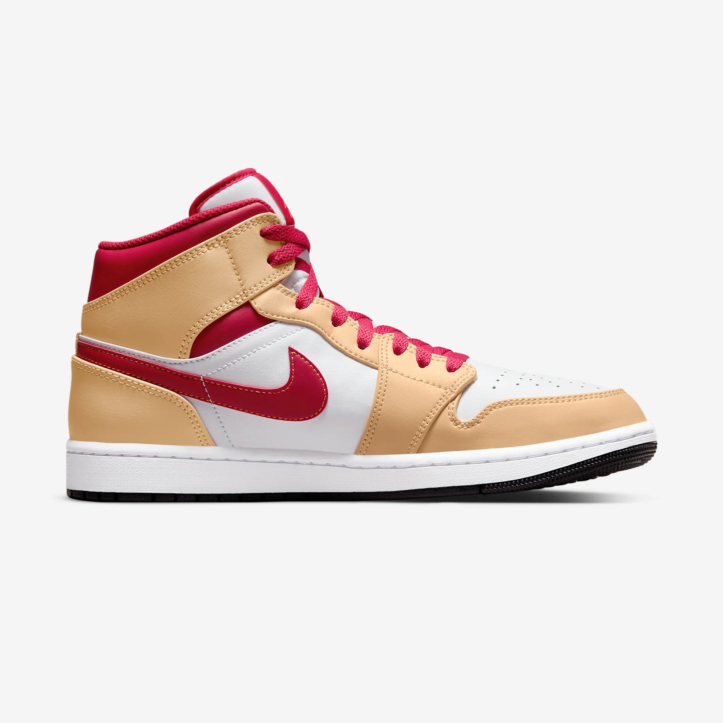 Jordan 1 Mid Light Curry Cardinal