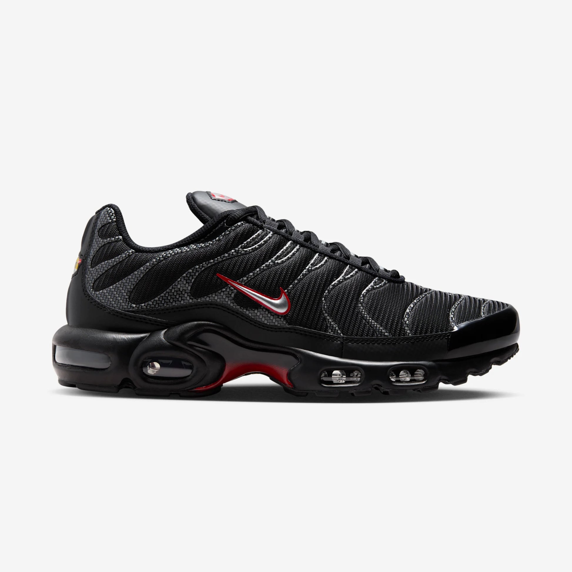 Nike Air Max Plus Black University Red Metallic Silver