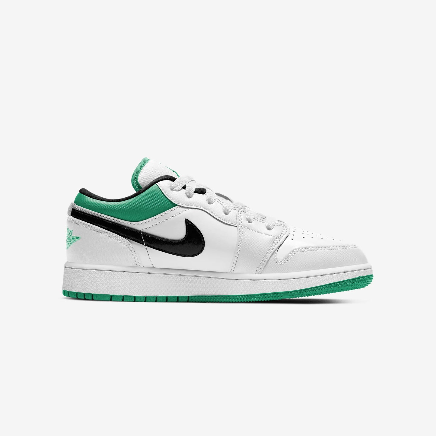 Jordan 1 Low White Lucky Green Tumbled Leather (GS)