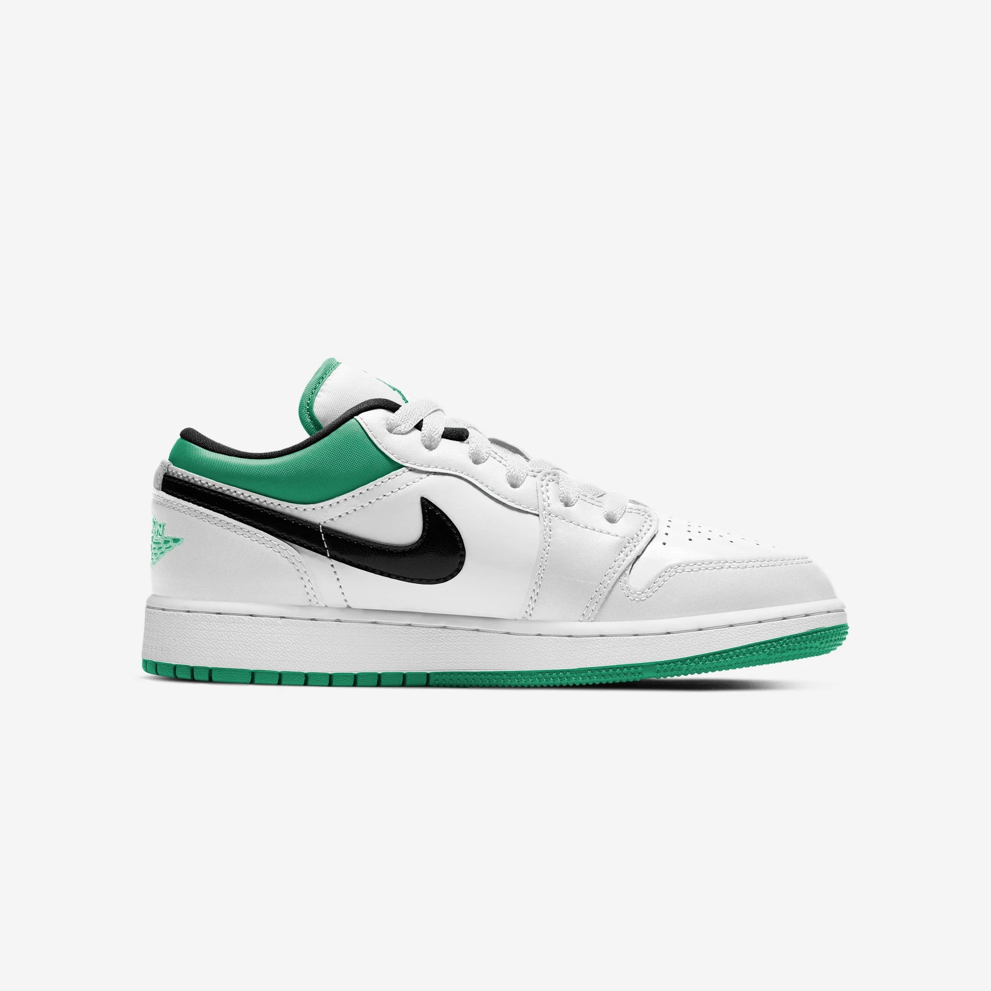 Jordan 1 Low White Lucky Green Tumbled Leather (GS)