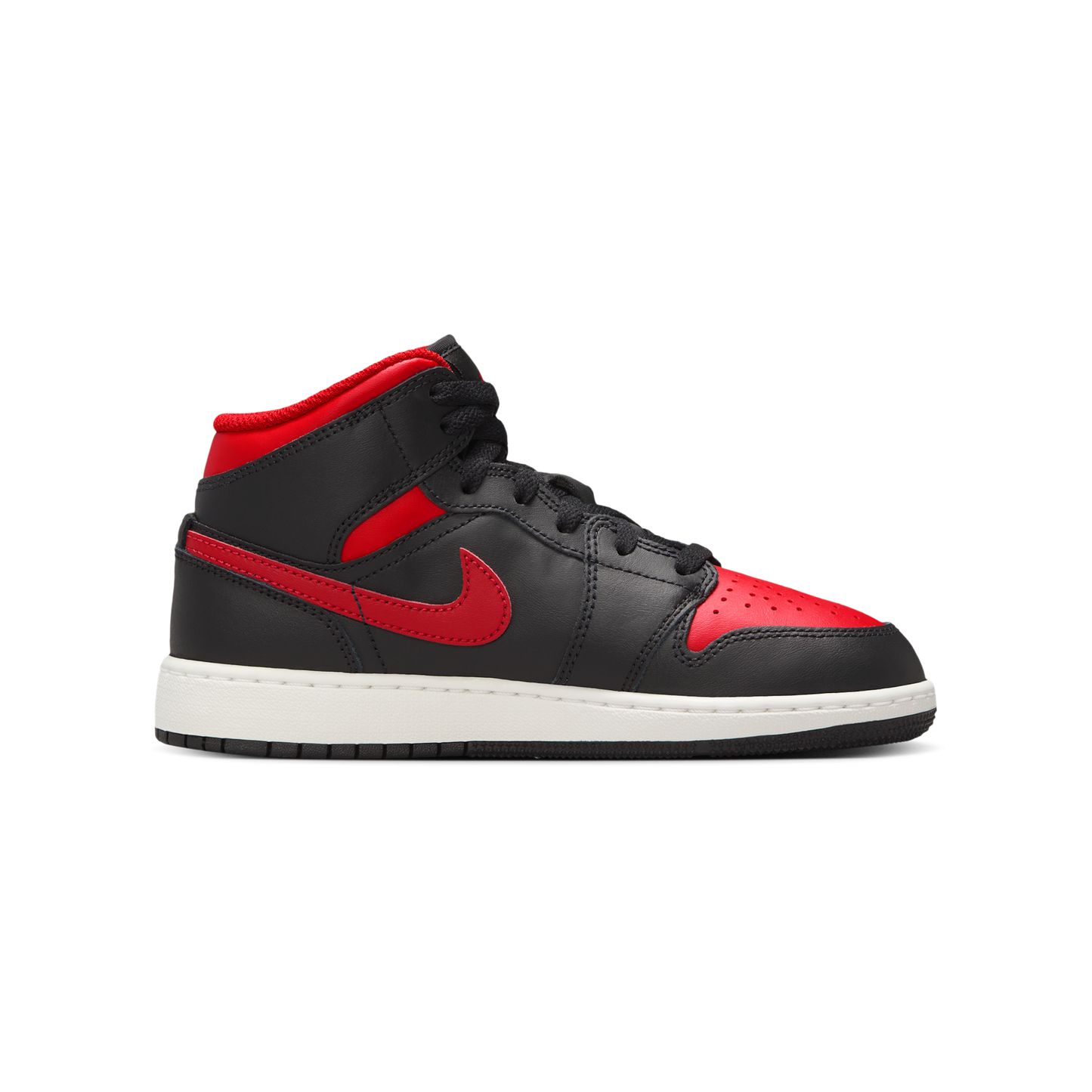 Jordan 1 Mid Black Summit White Varsity Red (GS)