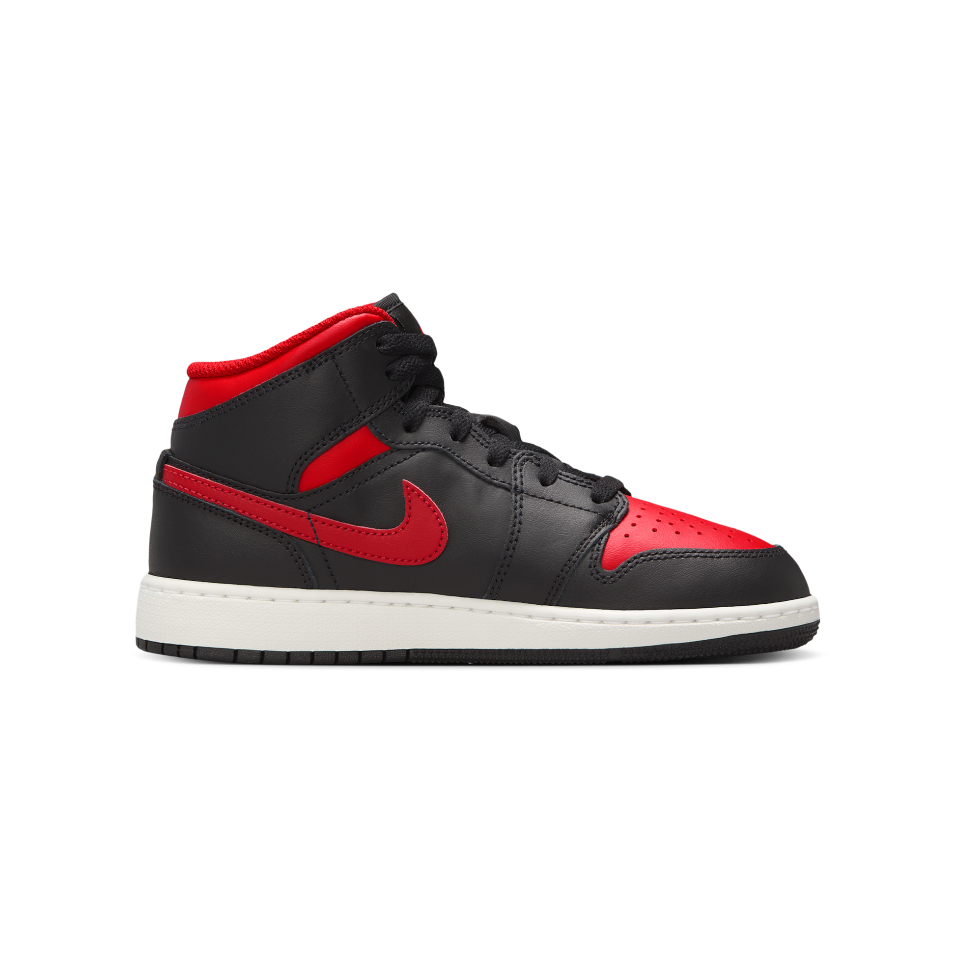 Jordan 1 Mid Black Summit White Varsity Red (GS)