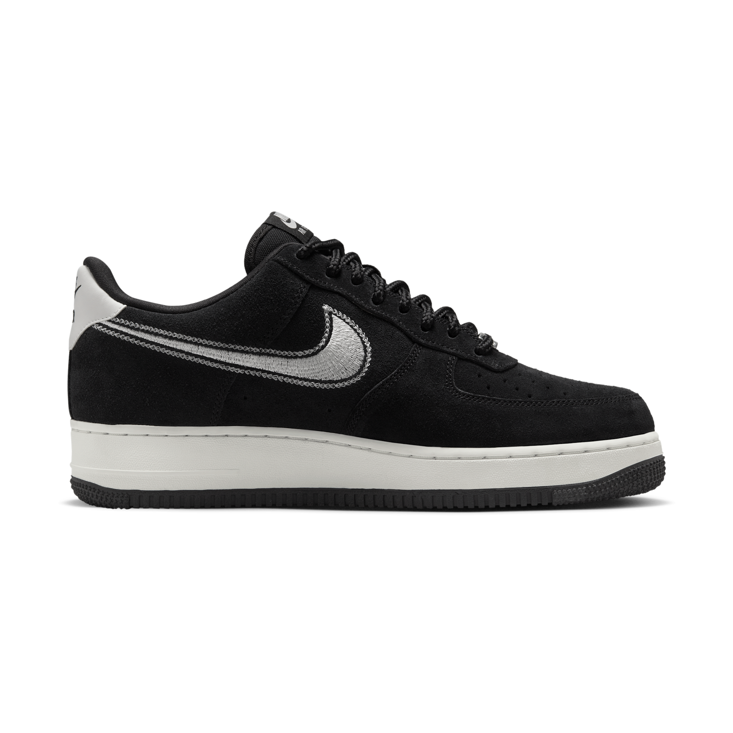 Nike Air Force 1 Low '07 LV8 Black Sail Embroidered Swoosh