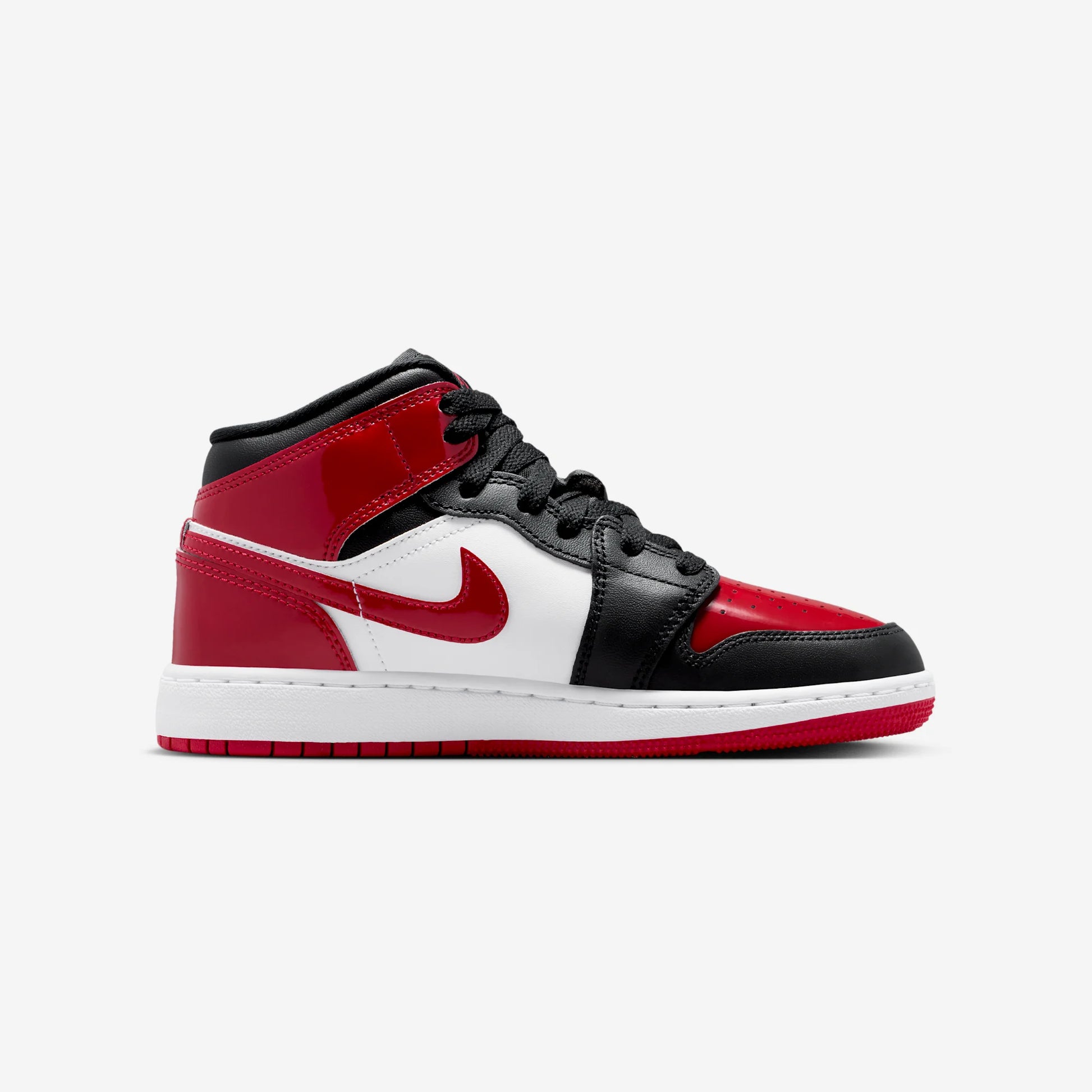 Jordan 1 Mid Patent Bred Toe (GS)