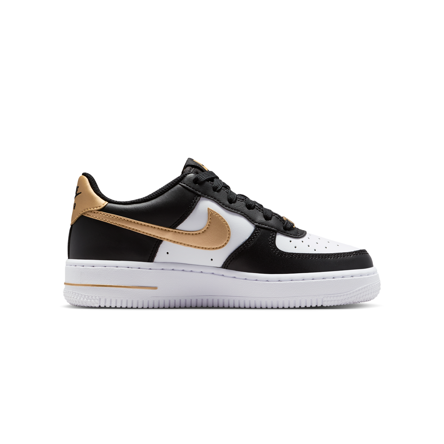 Nike Air Force 1 Low Black White Metallic Gold (GS)