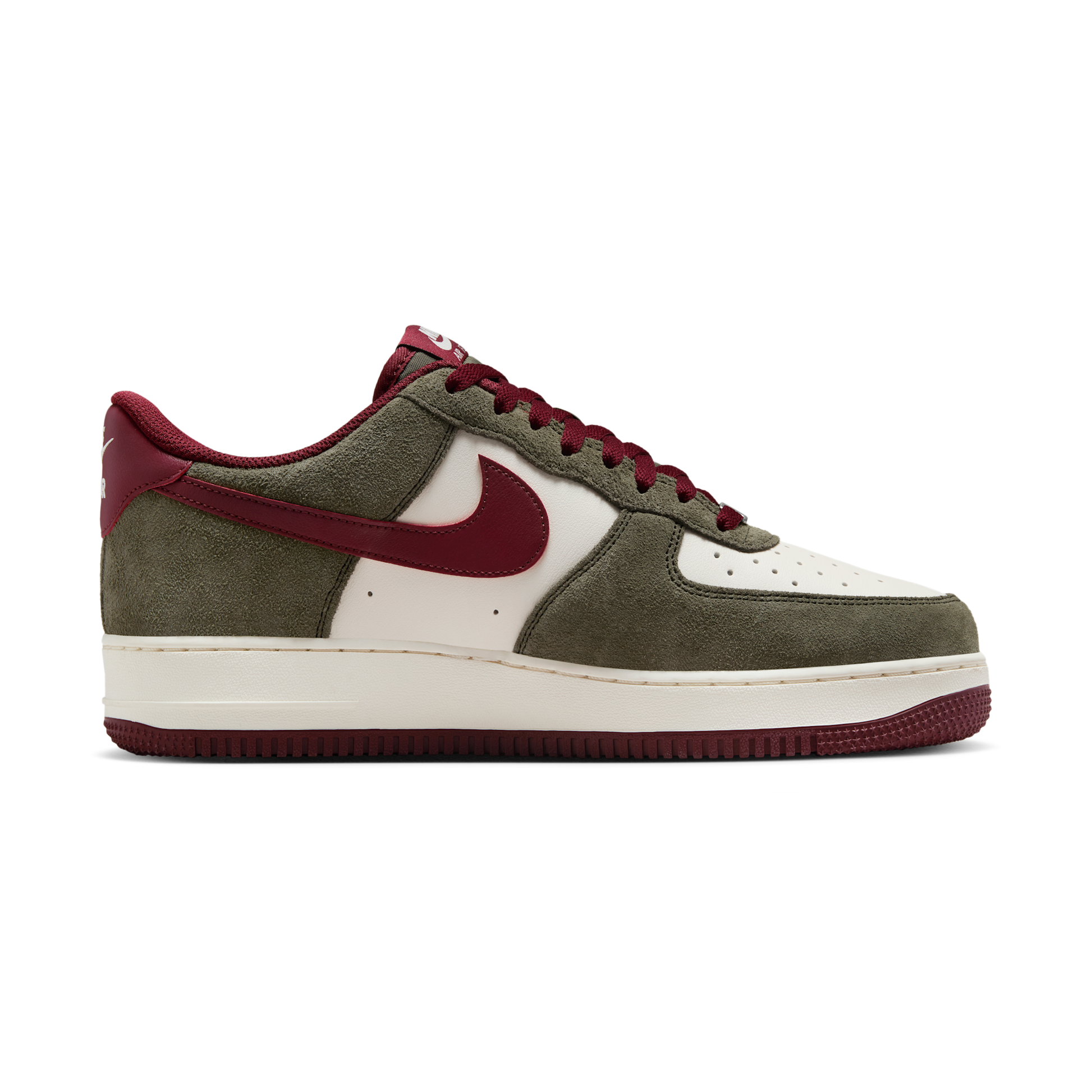 Nike Air Force 1 Low '07 LV8 Cargo Khaki Pale Ivory Dark Team Red
