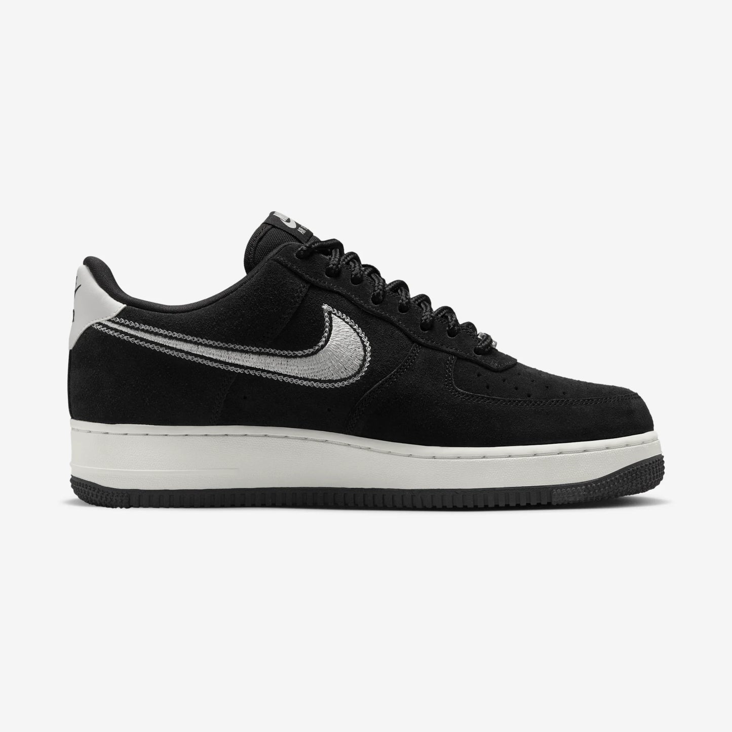 Nike Air Force 1 Low '07 LV8 Black Sail Embroidered Swoosh