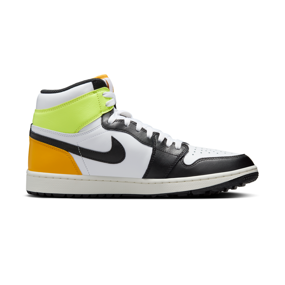 Jordan 1 Retro High Golf White University Gold Volt Black