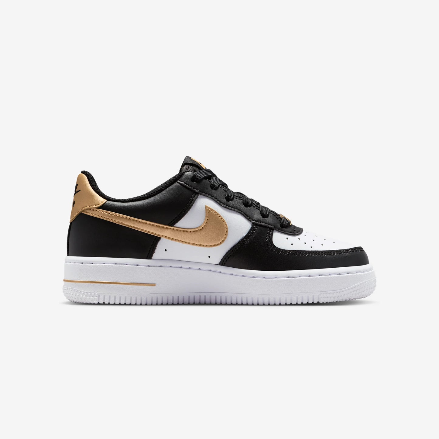 Nike Air Force 1 Low Black White Metallic Gold (GS)