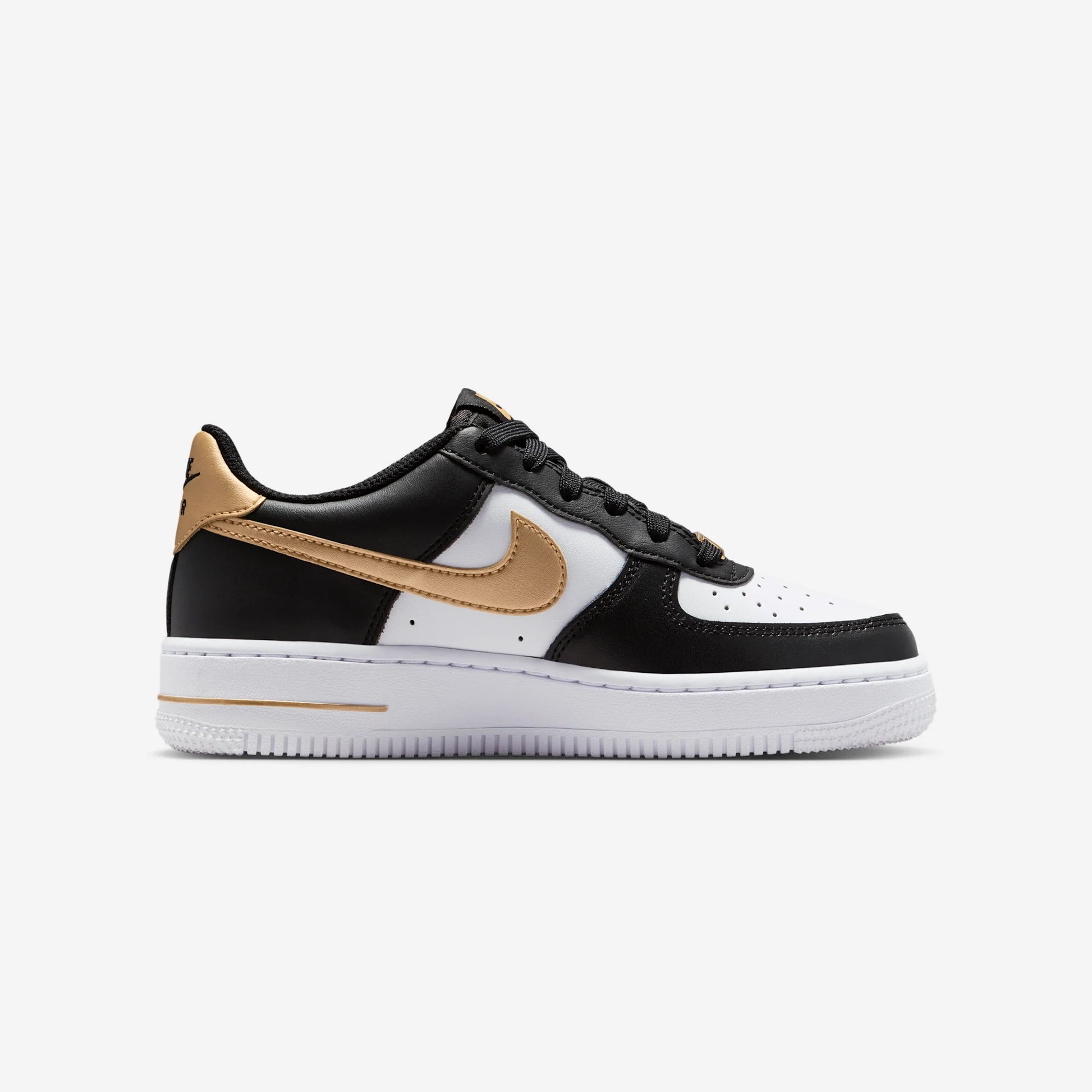 Nike Air Force 1 Low Black White Metallic Gold (GS)