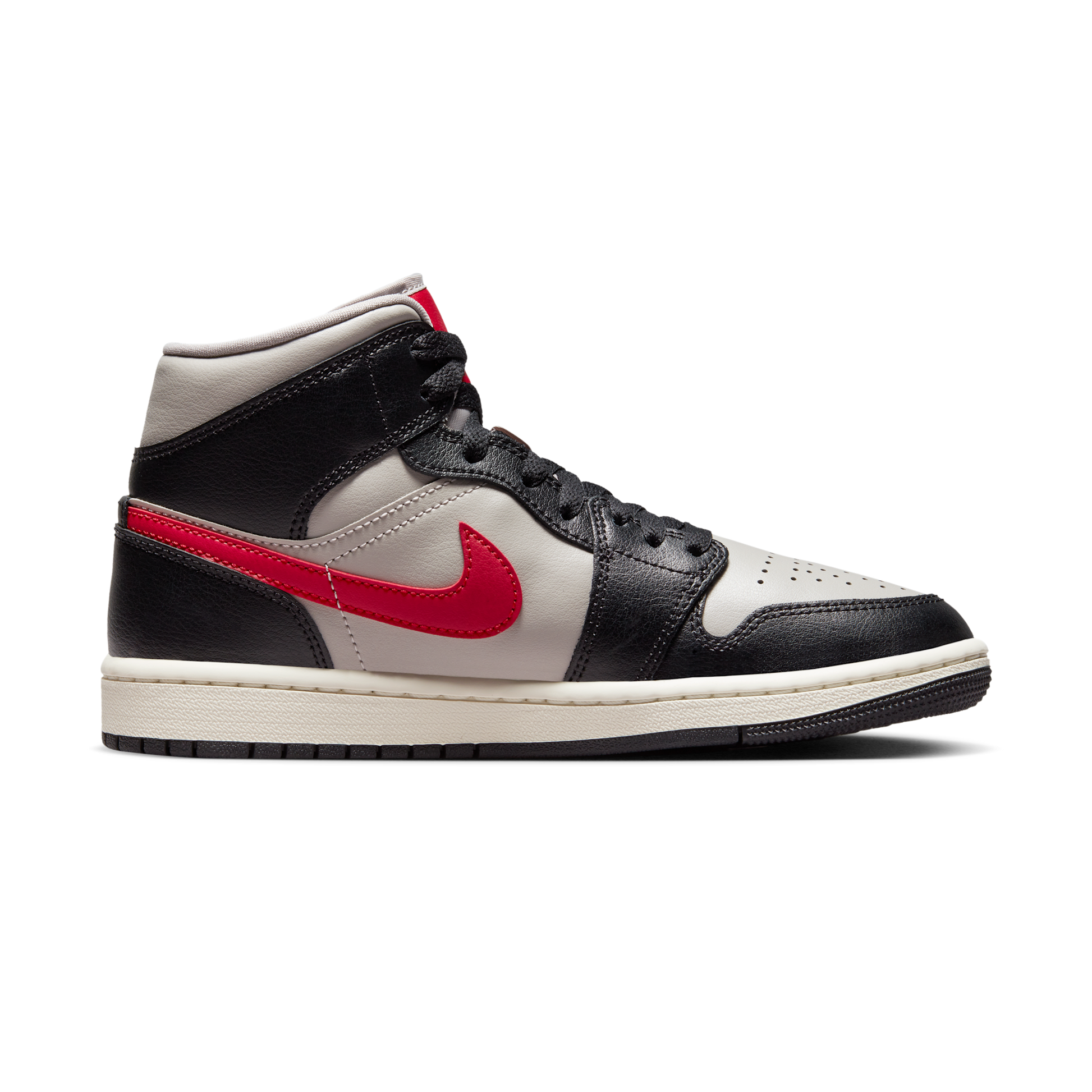 Jordan 1 Mid Black College Grey Gym Red (Women's)