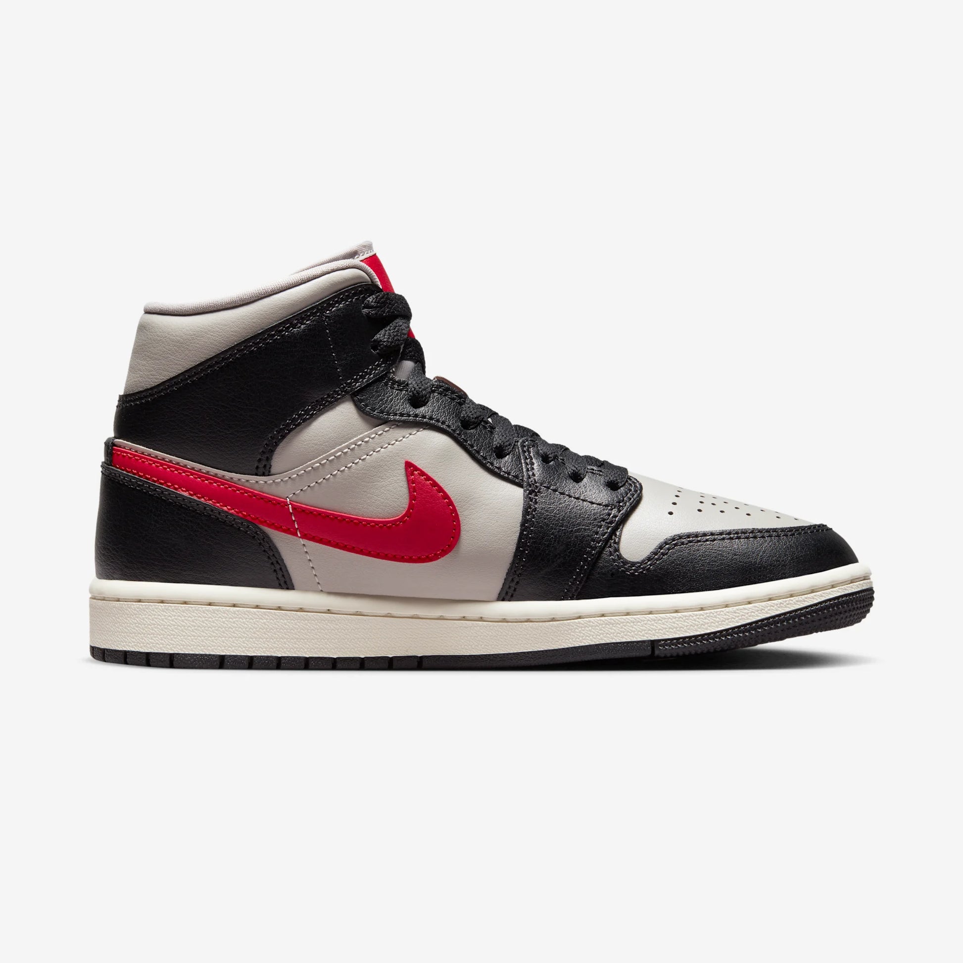 Jordan 1 Mid Black College Grey Gym Red (Women's)