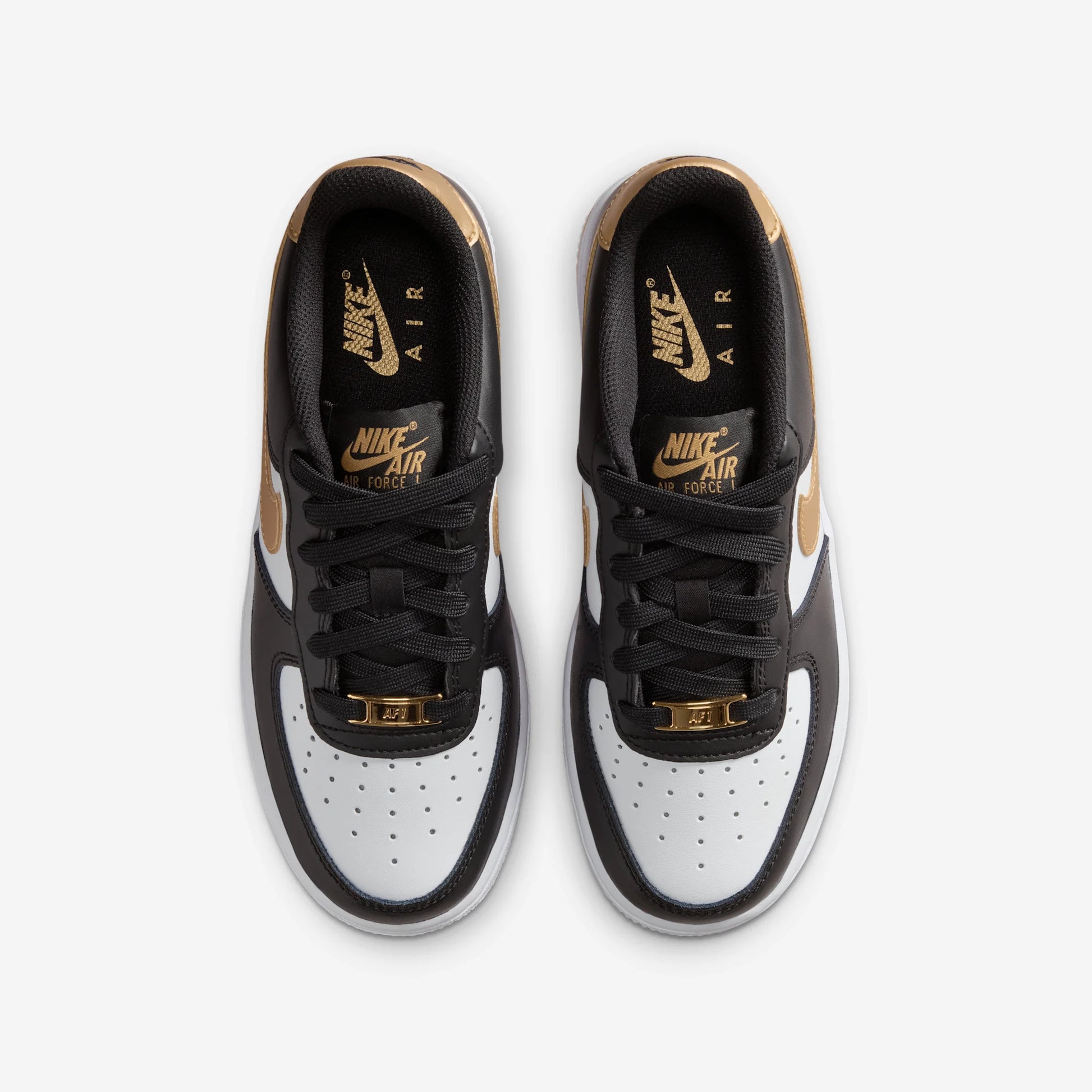 Nike Air Force 1 Low Black White Metallic Gold (GS)