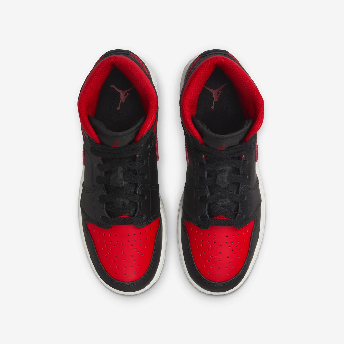 Jordan 1 Mid Black Summit White Varsity Red (GS)