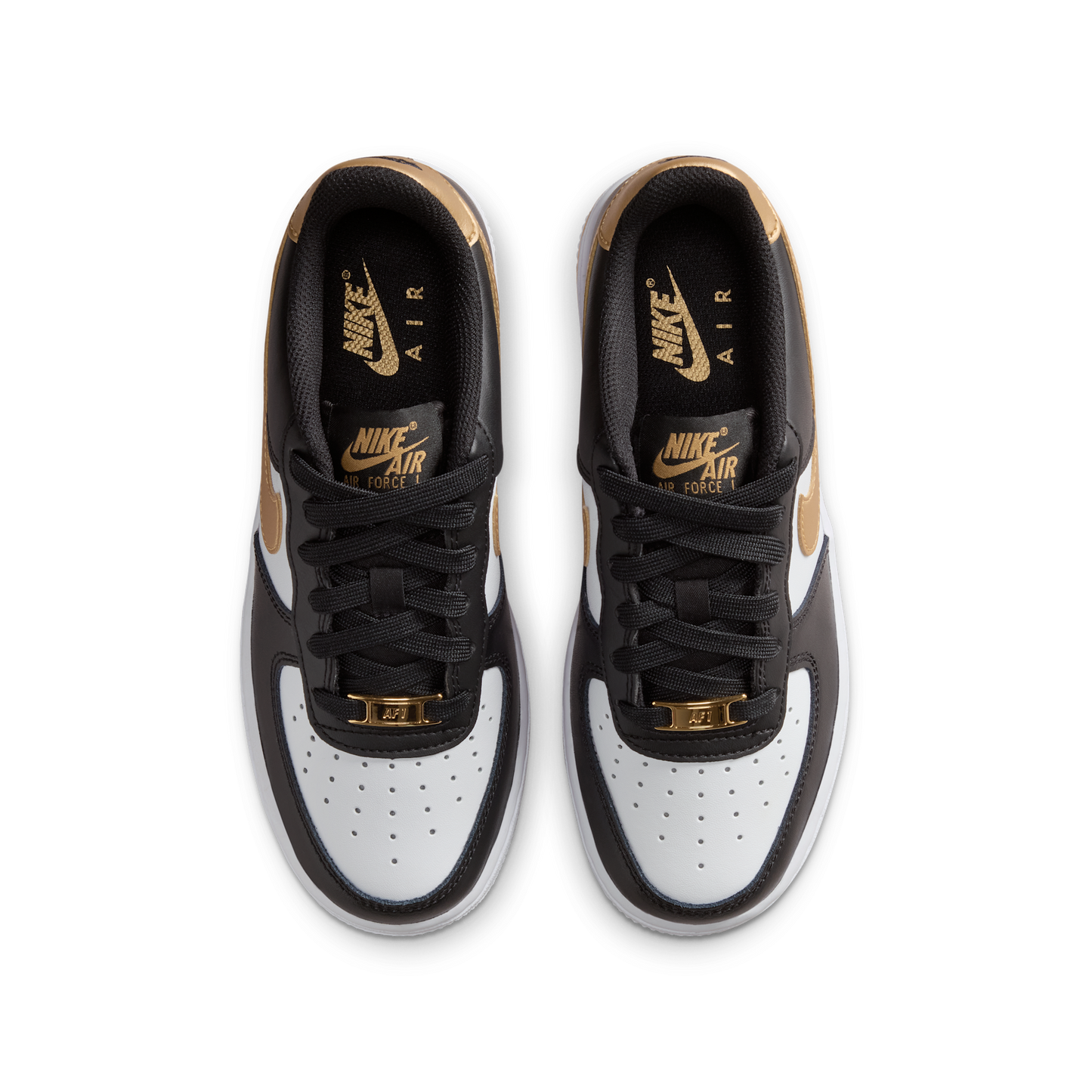 Nike Air Force 1 Low Black White Metallic Gold (GS)