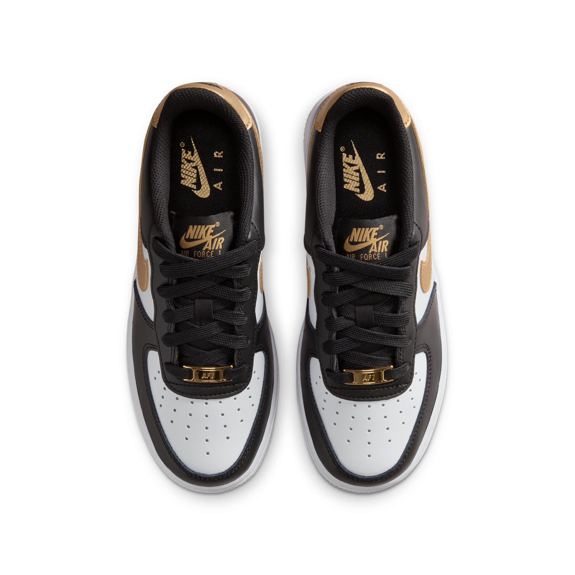 Nike Air Force 1 Low Black White Metallic Gold (GS)