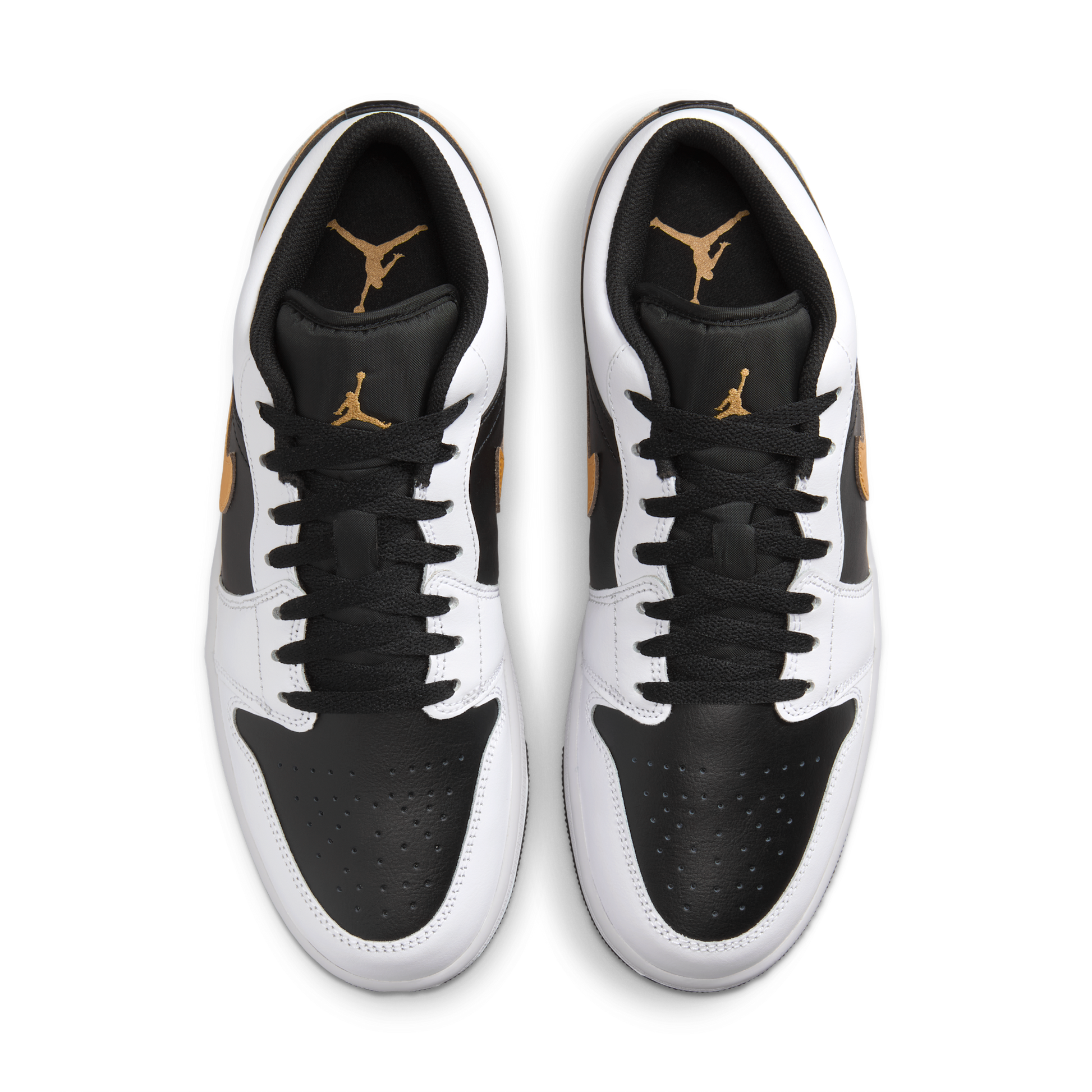 Jordan 1 Low White Black Metallic Gold Swoosh