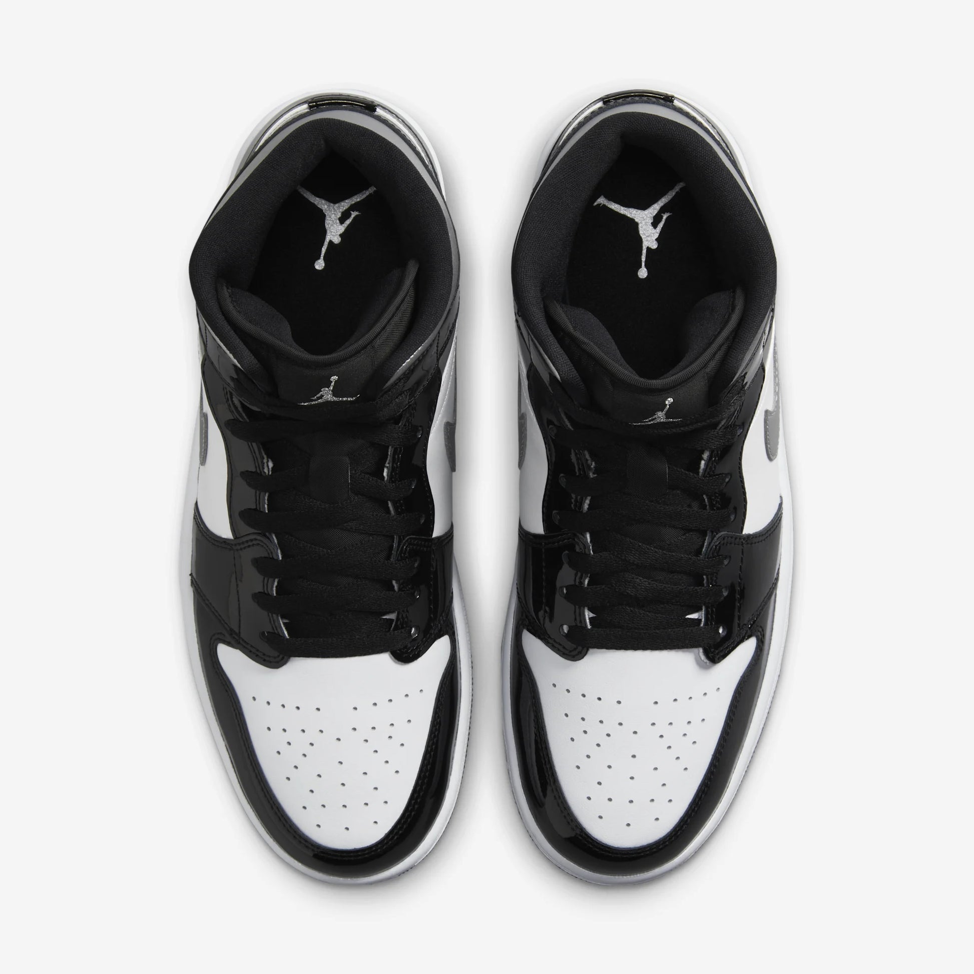 Jordan 1 Mid SE Patent Black White Metallic Silver Metallic Gold
