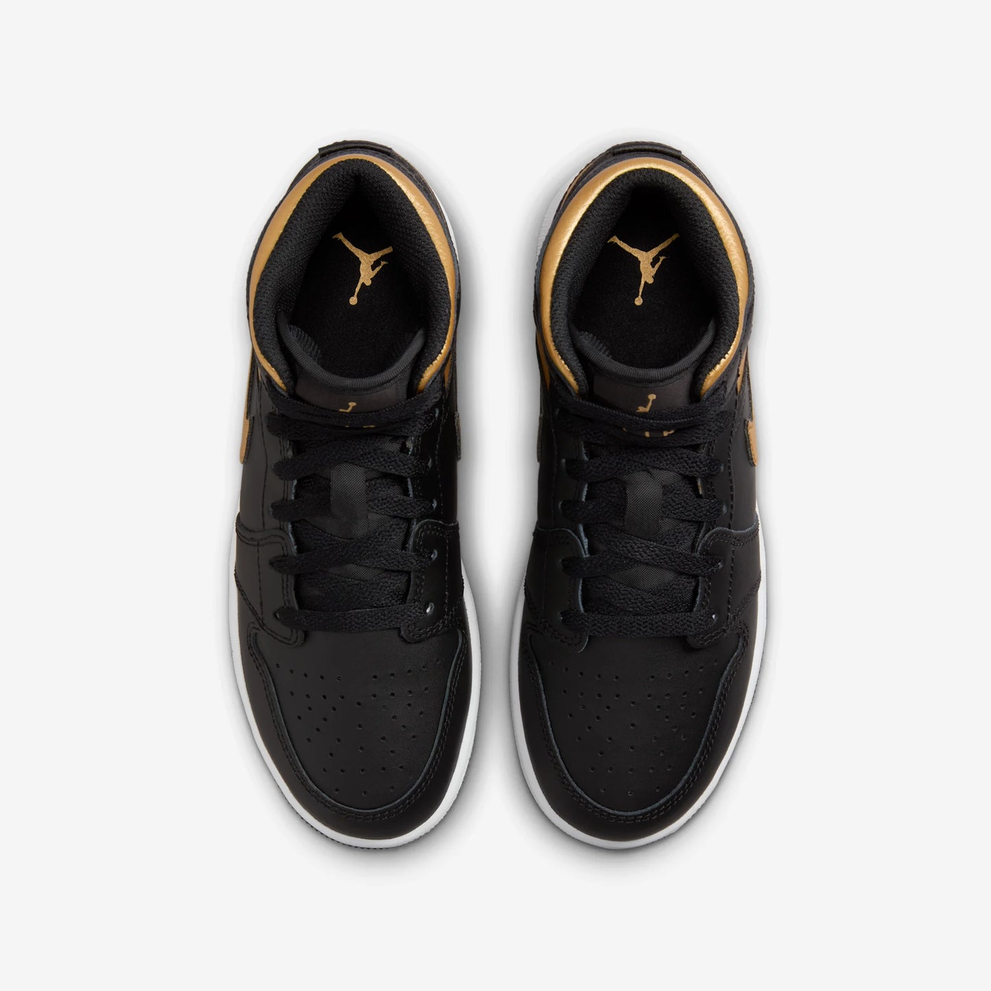 Jordan 1 Mid Black Metallic Gold Swoosh (GS)