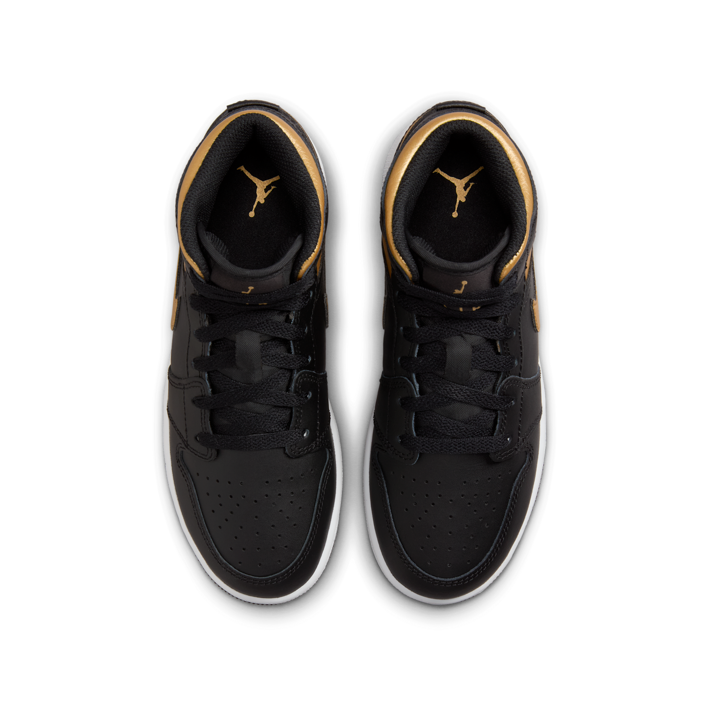 Jordan 1 Mid Black Metallic Gold Swoosh (GS)