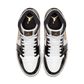 Jordan 1 Mid Patent Black White Gold