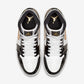Jordan 1 Mid Patent Black White Gold