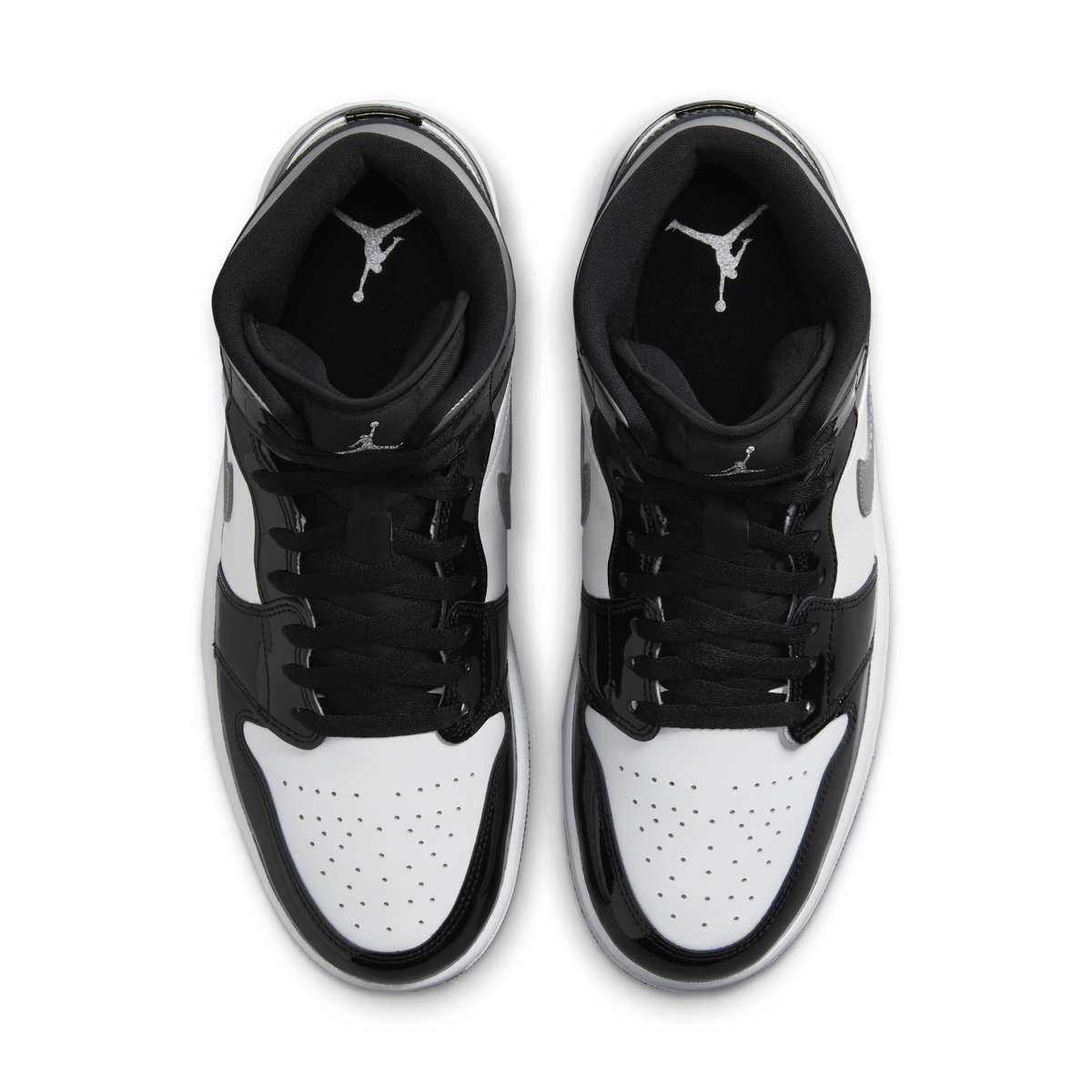 Jordan 1 Mid SE Patent Black White Metallic Silver Metallic Gold