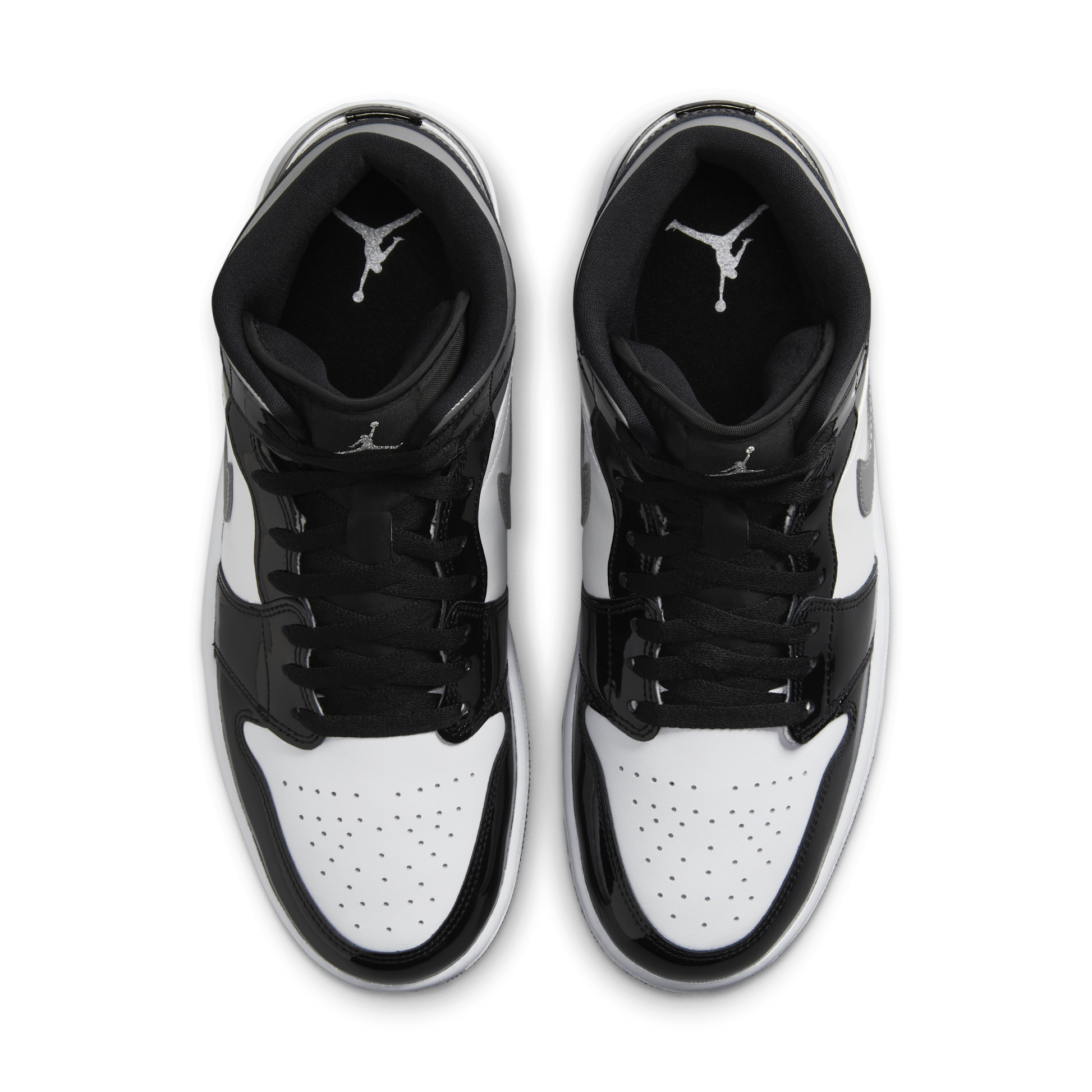 Jordan 1 Mid SE Patent Black White Metallic Silver Metallic Gold