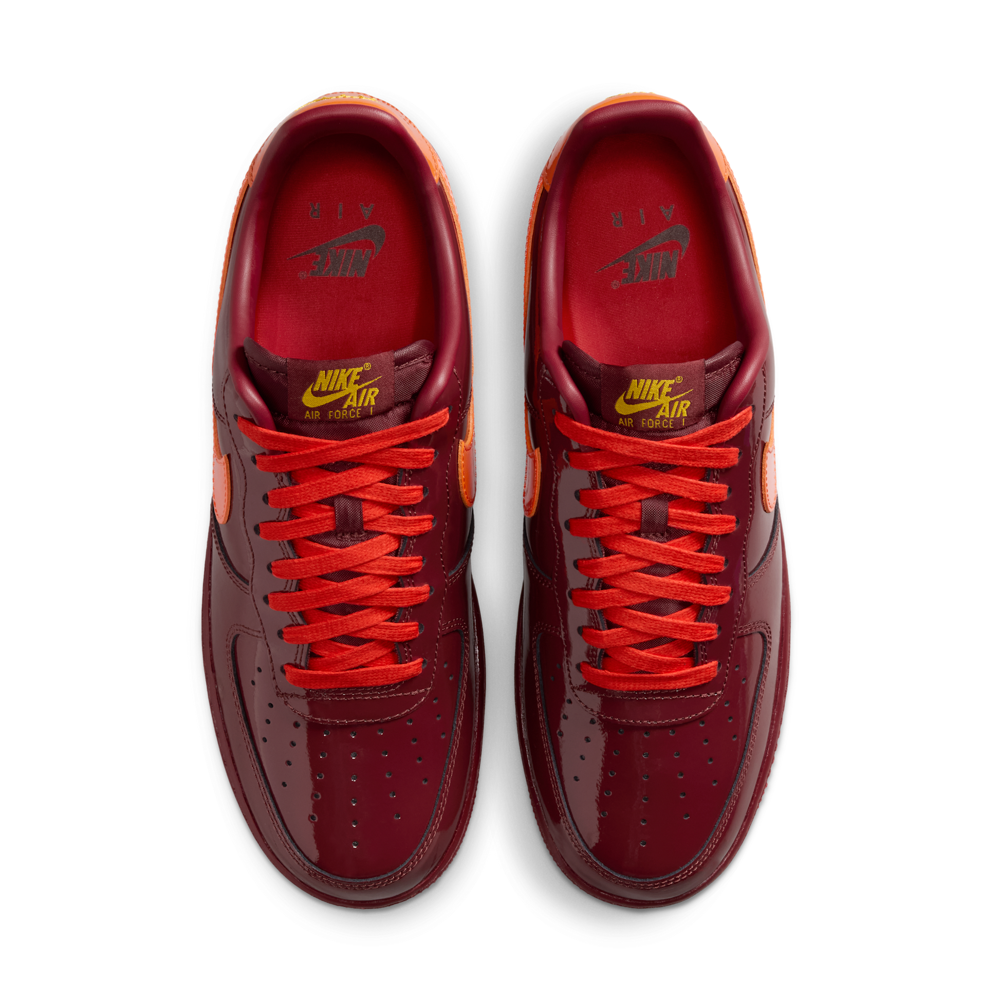Nike Air Force 1 Low Patent Leather Dark Team Red Safety Orange
