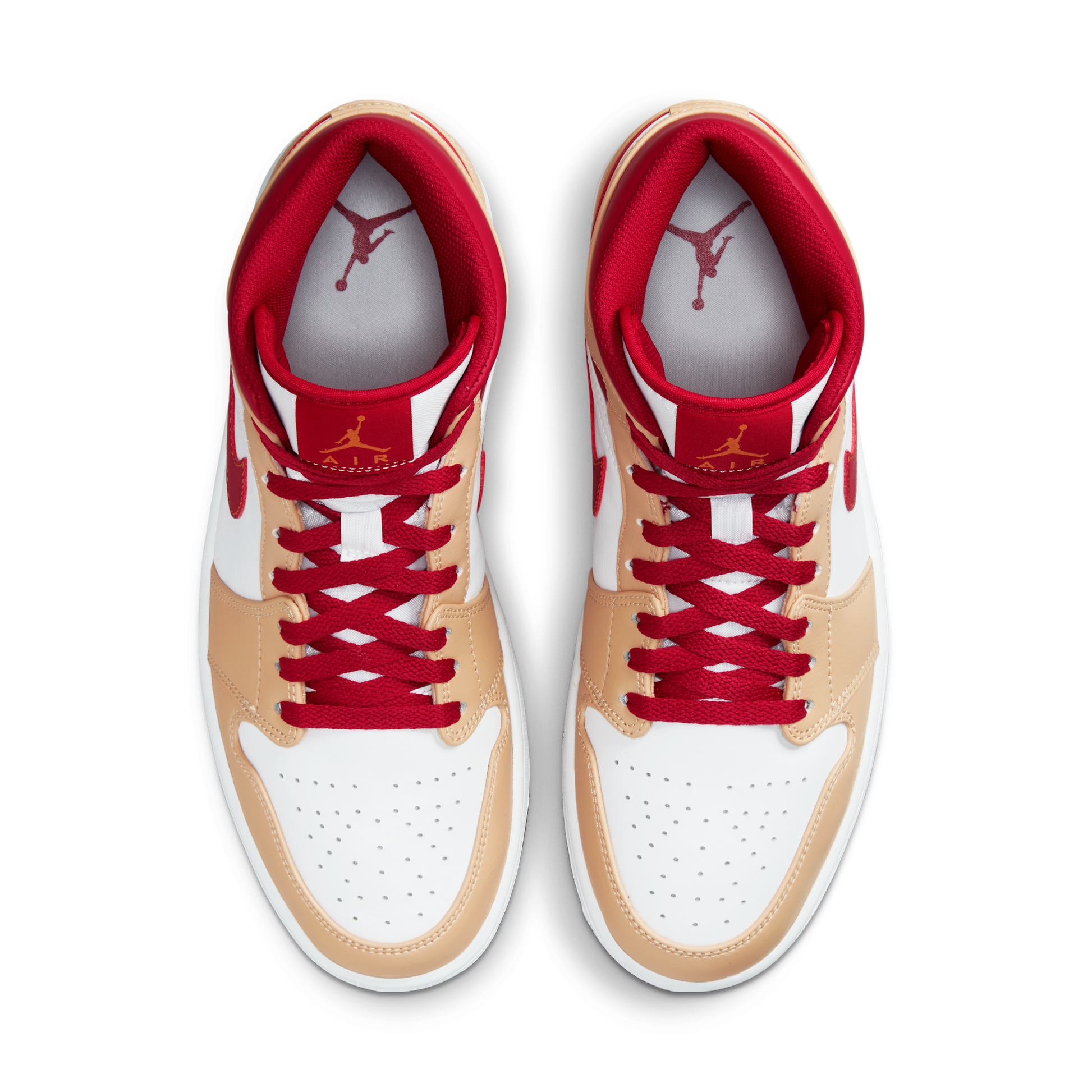 Jordan 1 Mid Light Curry Cardinal