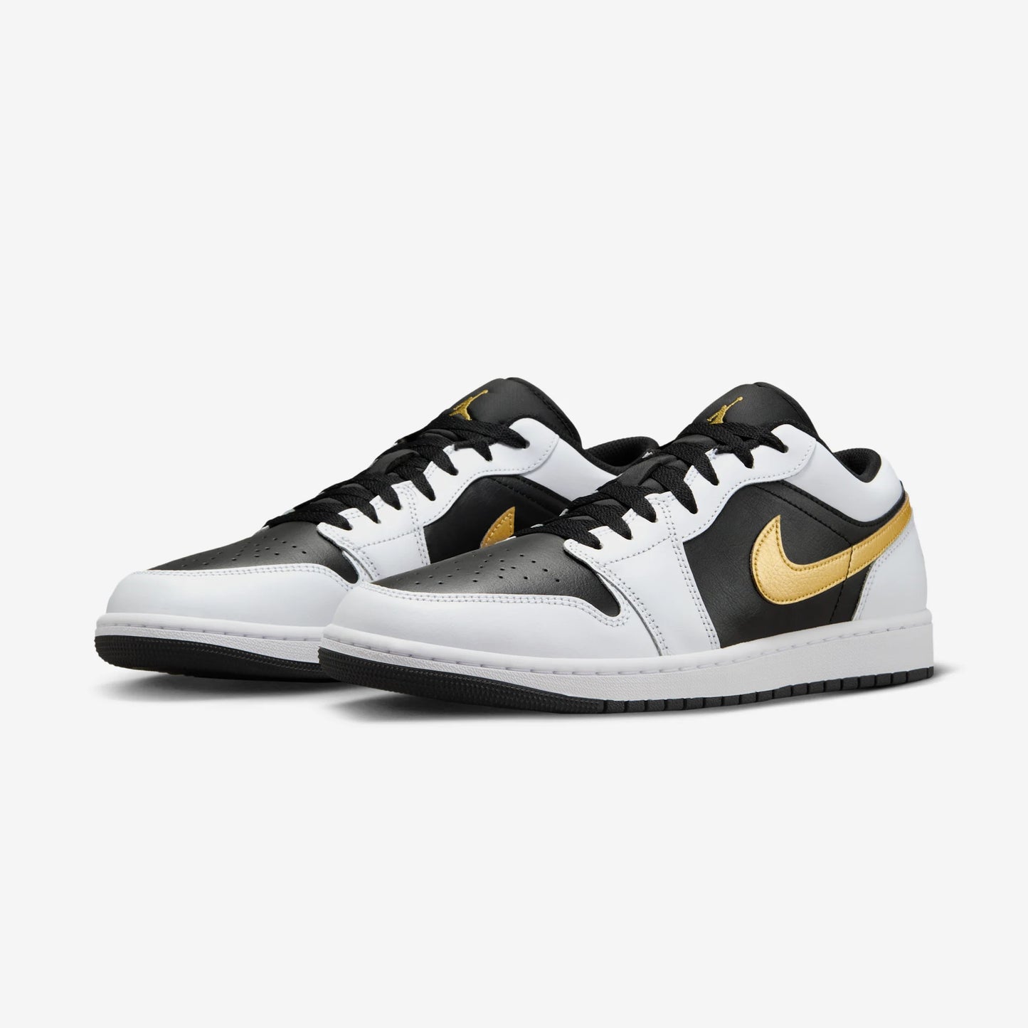 Jordan 1 Low White Black Metallic Gold Swoosh
