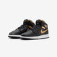 Jordan 1 Mid Black Metallic Gold Swoosh (GS)