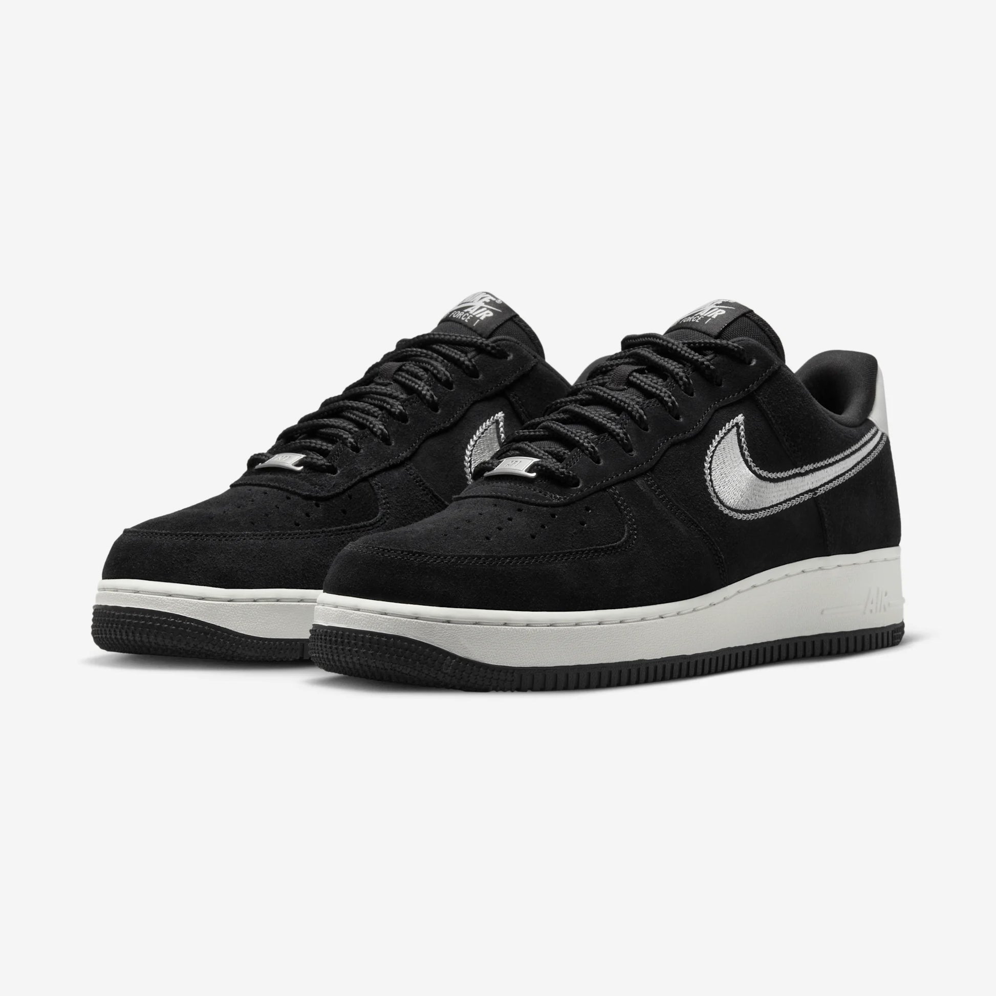 Nike Air Force 1 Low '07 LV8 Black Sail Embroidered Swoosh