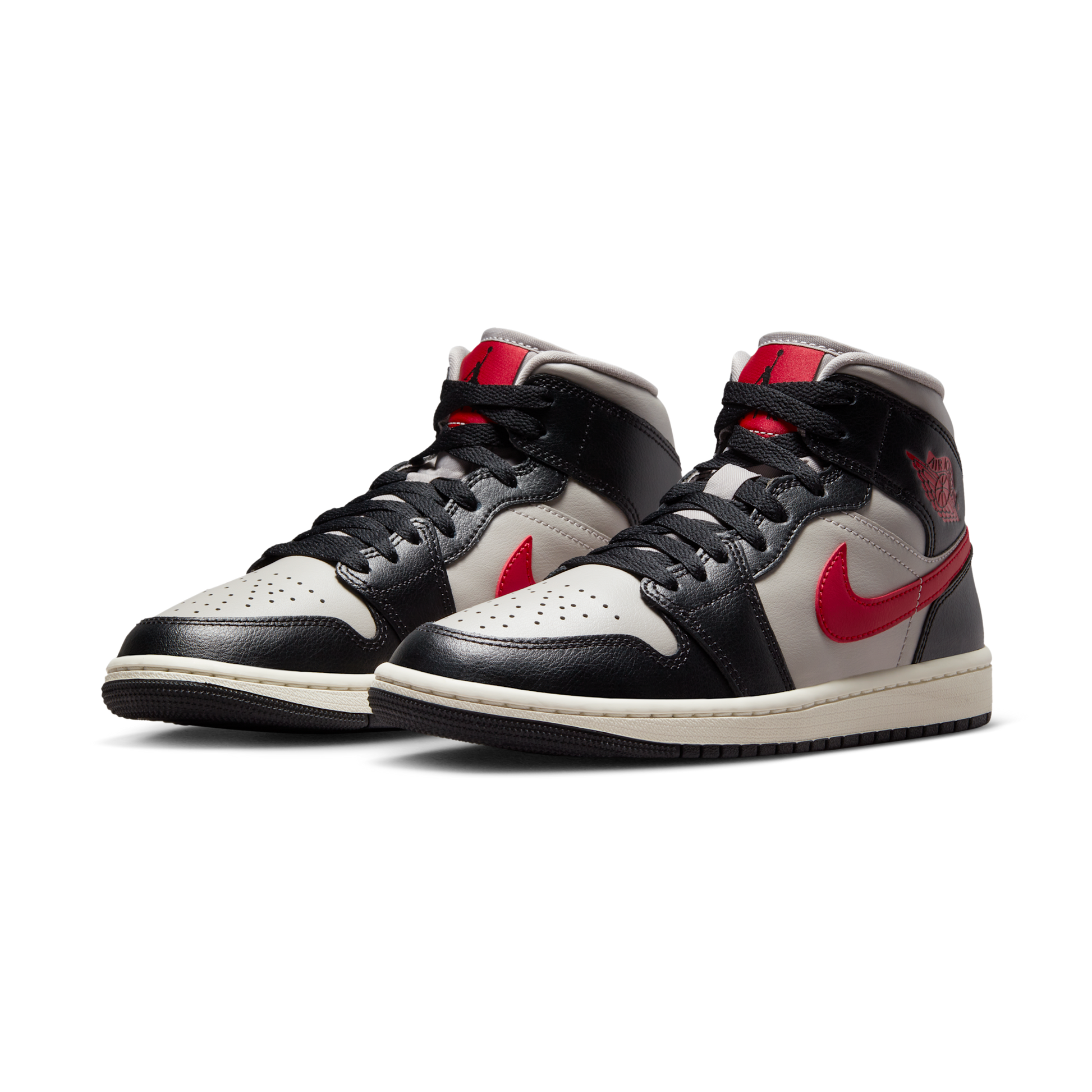 Jordan 1 Mid Black College Grey Gym Red (Women's)