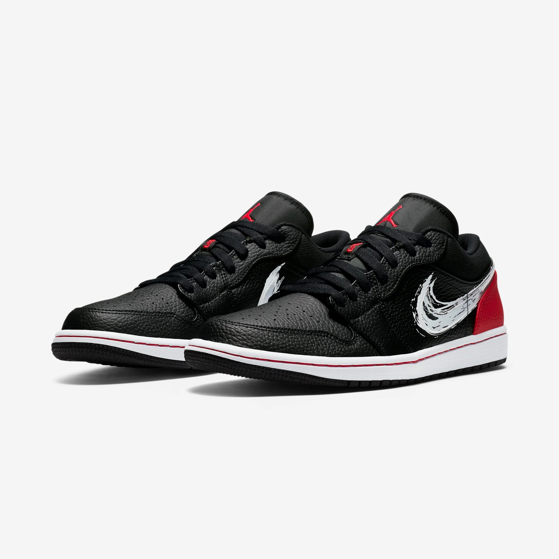 Jordan 1 Low Brushstroke Swoosh Black