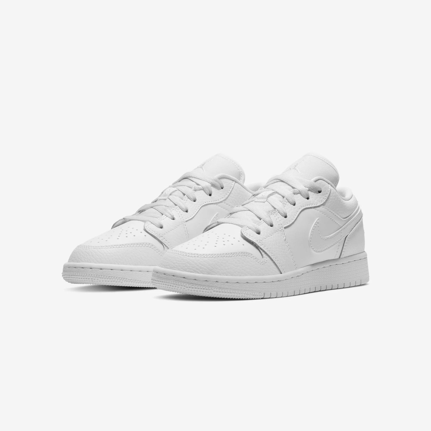 Jordan 1 Low Triple White Tumbled Leather (GS)