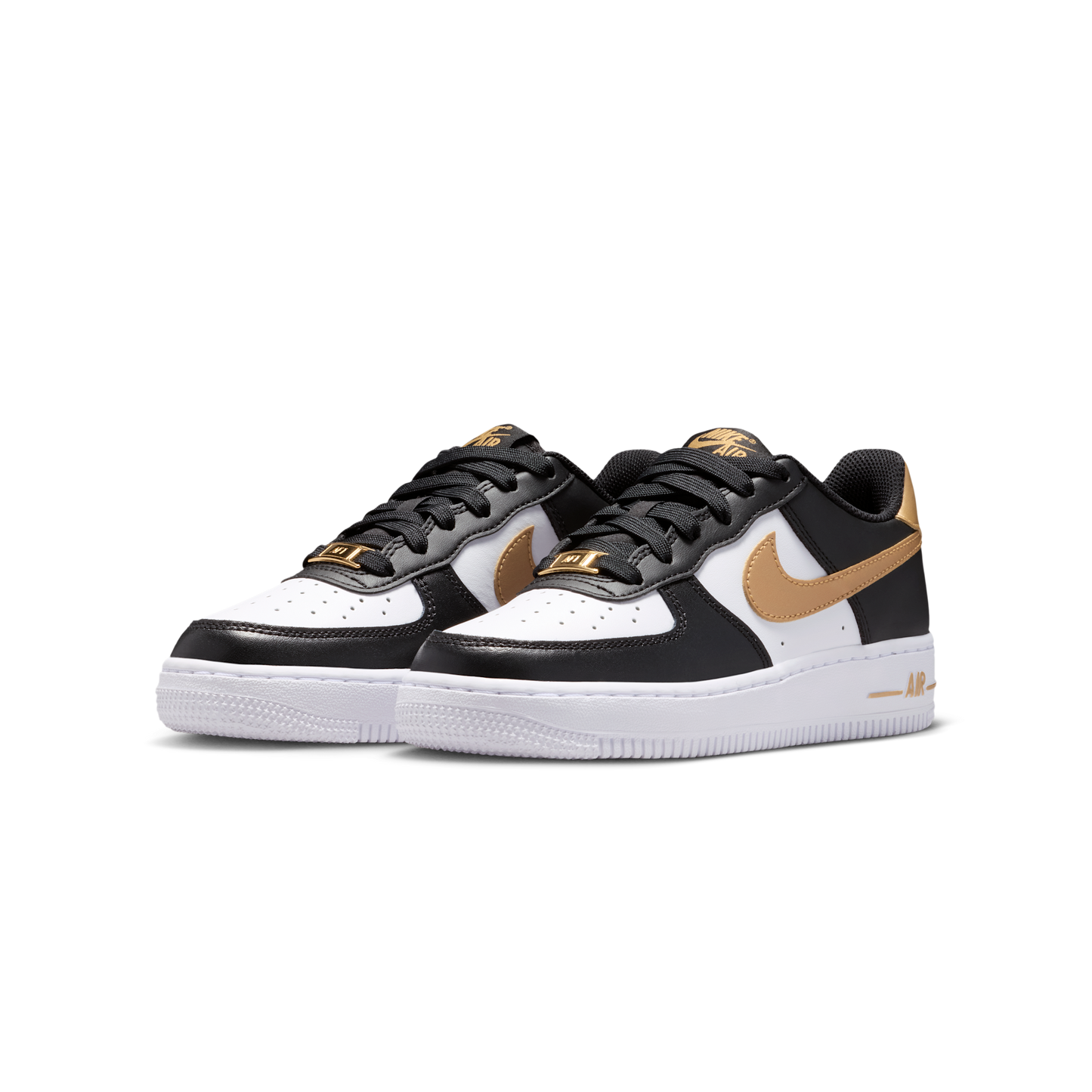 Nike Air Force 1 Low Black White Metallic Gold (GS)