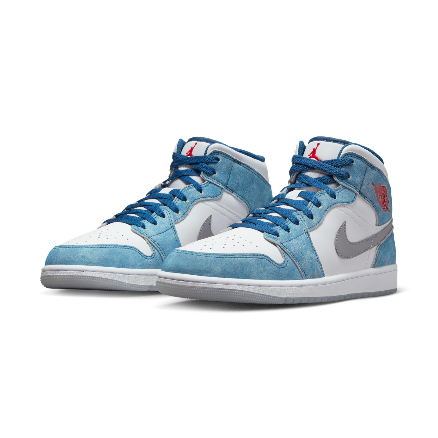 Jordan 1 Mid French Blue Fire Red