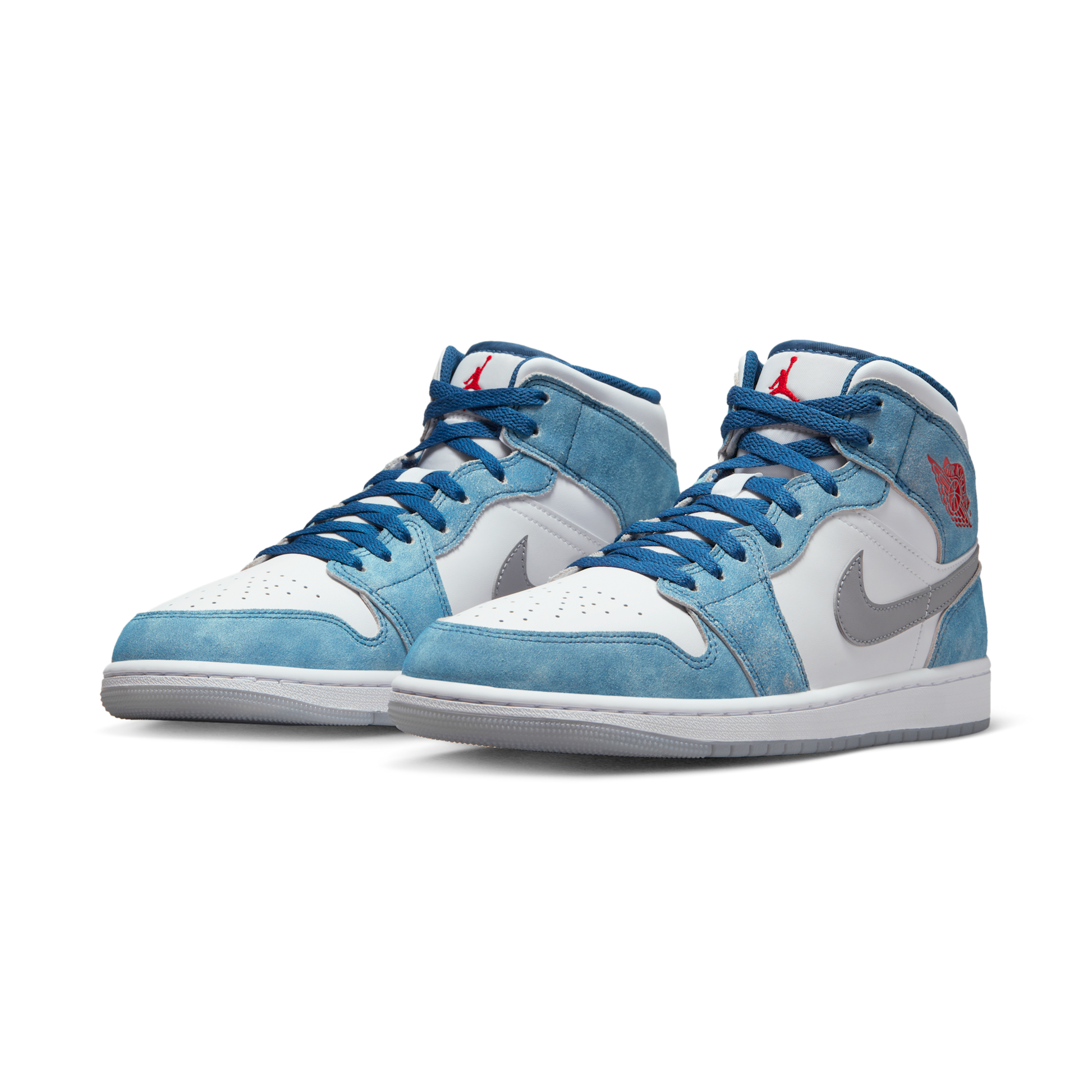 Jordan 1 Mid French Blue Fire Red